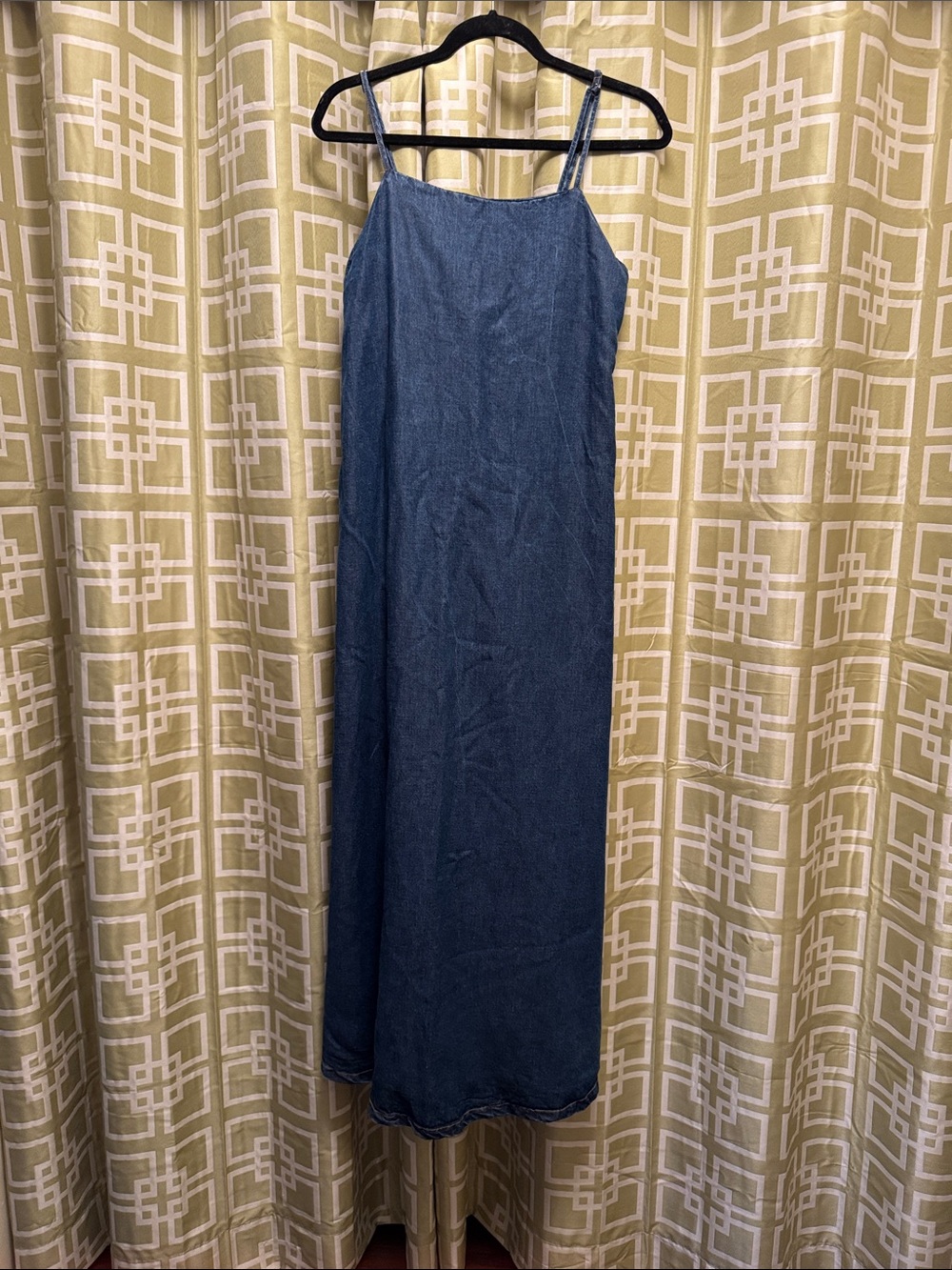 Zara Dark Blue Denim Maxi Slip Dress